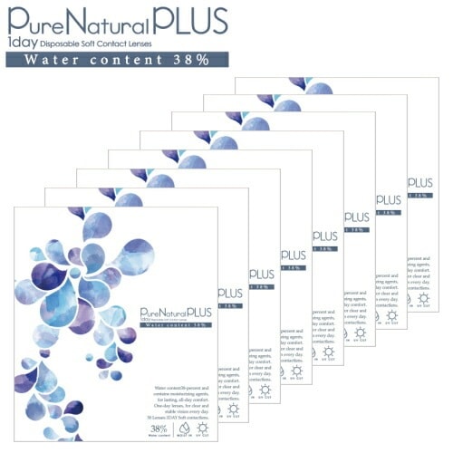 【8箱】ピュアナチュラル プラス 38% 低含水 Pure Natural PLUS 30枚入 8箱 1日使い捨て コンタクトレンズ