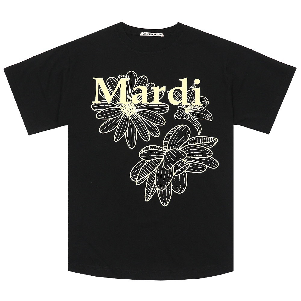 Tシャツ TSHIRT TRIPLE FLOWER BLACK LEMON 半袖 レディース 韓国 ファッション アパレル