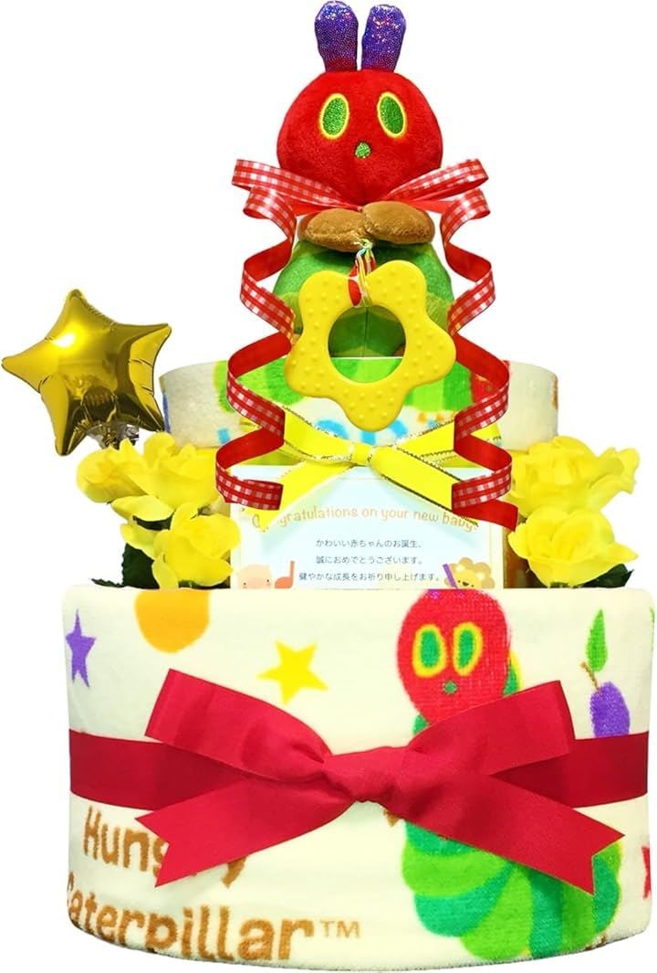 おむつケーキ 男の子 女の子 出産祝い 赤ちゃん 誕生日 ベビーシャワー ギフト 2段 Sサイズ hrp2012 (グリーン, ご出産祝い・新生児用にオススメおむつサイズＳ)