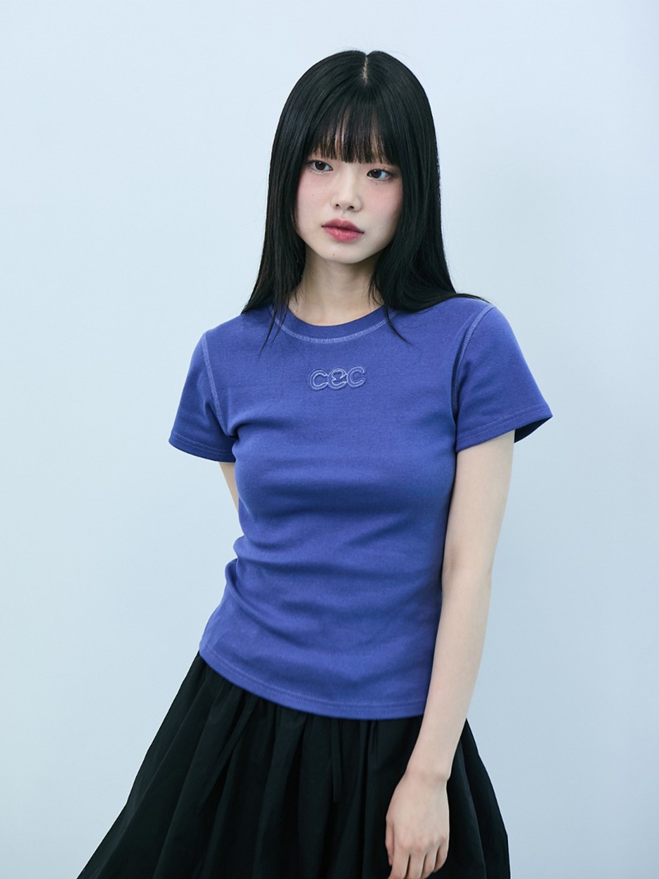 CEC APPLIQUE LOGO WOMAN T-SHIRT(BLUE PURPLE)
