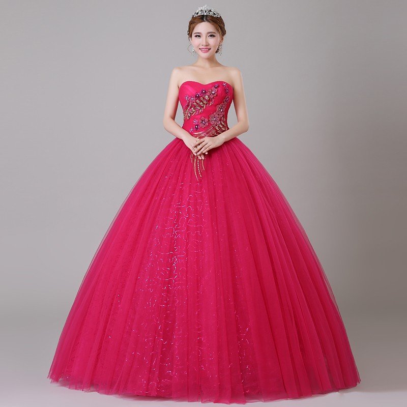 ロングドレス ウェディングドレス 花嫁ドレス カラードレス 結婚式ドレス 披露宴パーティードレス 写真撮影ドレス ローズ 11,080円