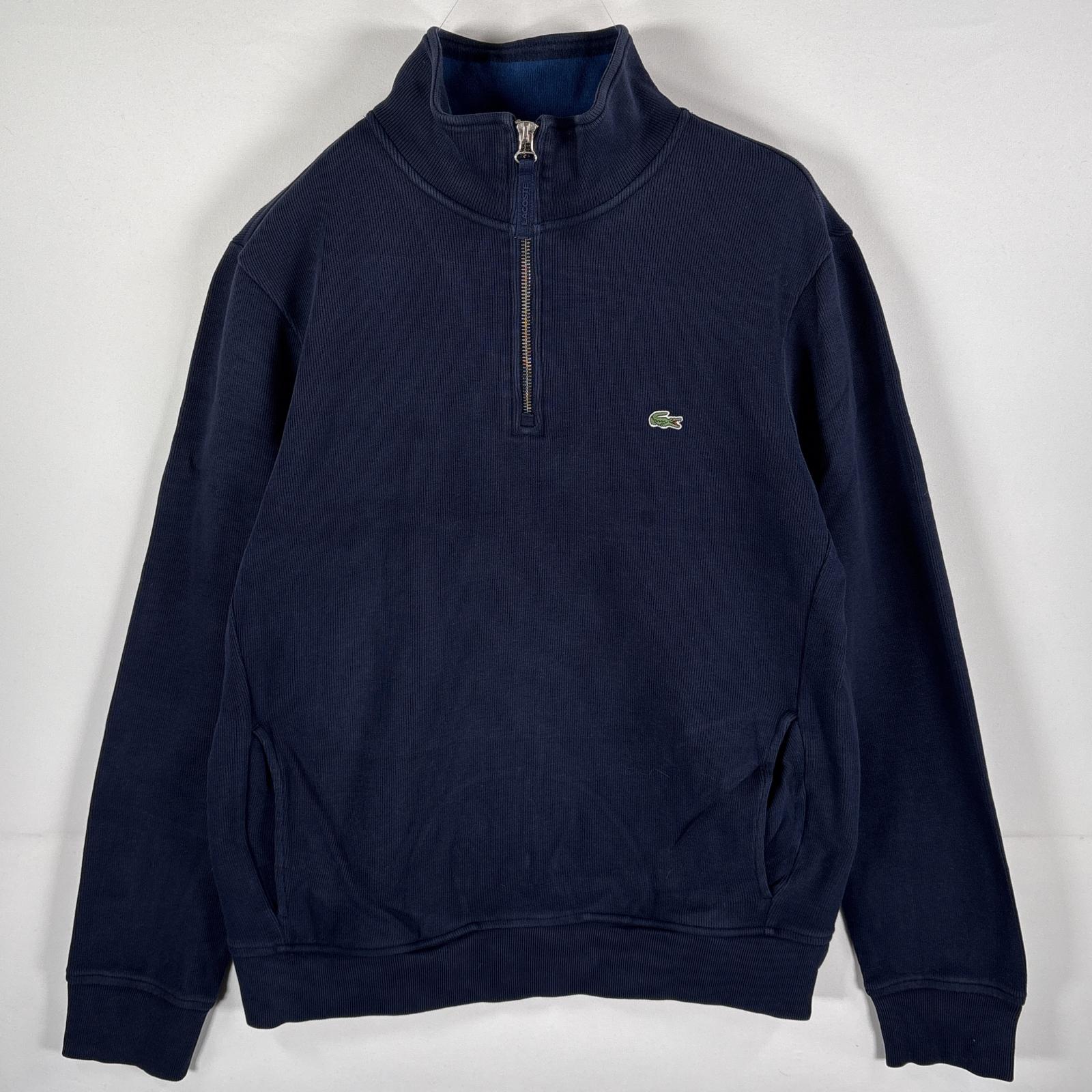 古着 スウェット ハーフジップ ワンポイントロゴ 両サイドポケット付き FR 5 US L ネイビー メンズ
