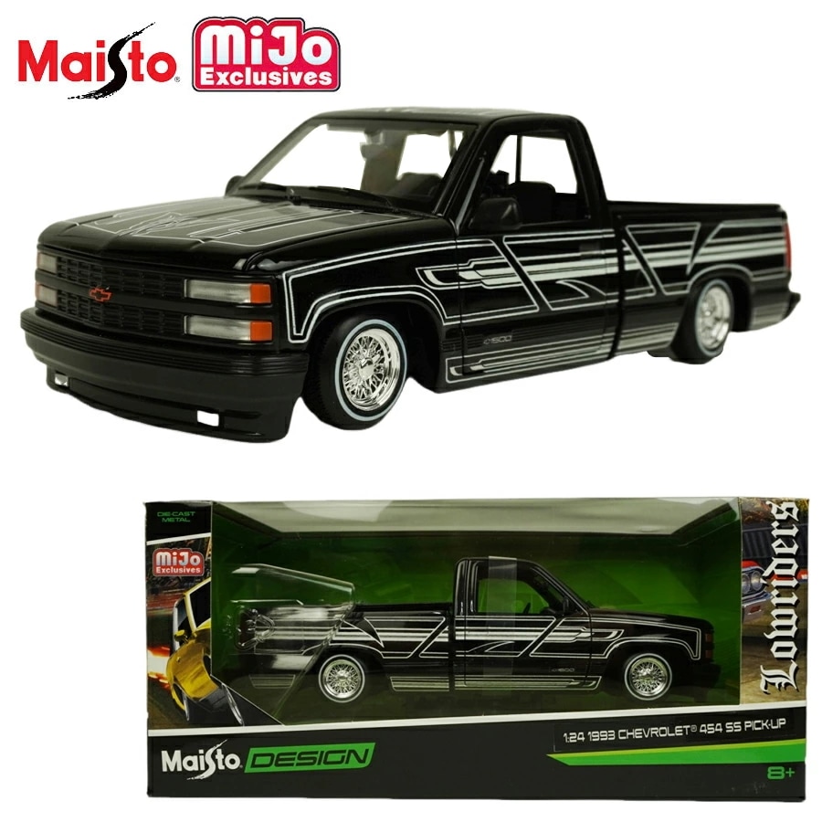 ダイキャスト 1/24 箱入り ミニカーMASITO 1:24 1993 CHEVROLET 454 SS PICK-UPマイスト ピックアップトラック ピンストライプ ダイキャストカ