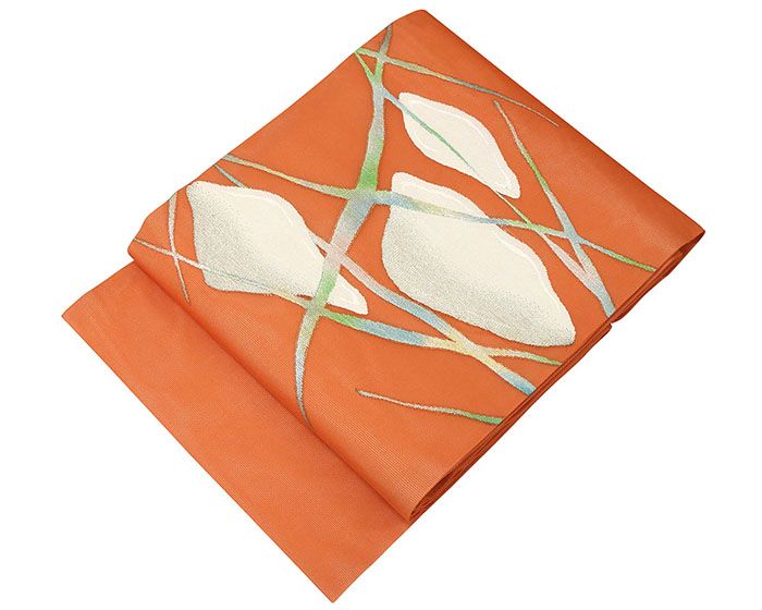 夏物 名古屋帯 正絹 幾何模様 紗名古屋帯 美品 夏 夏用 リサイクル 夏帯 着物 y0072