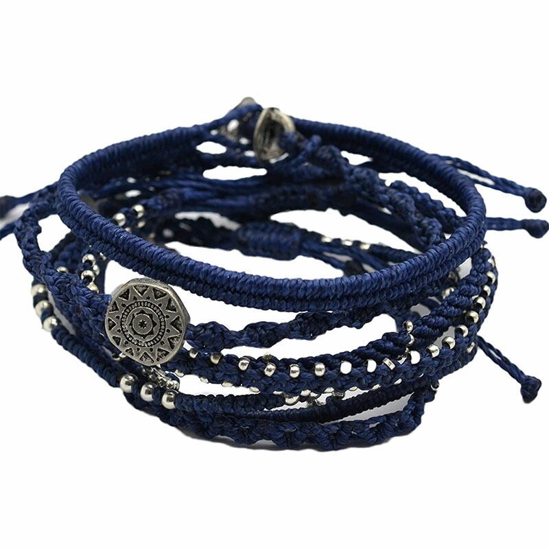 ブレスレット 7ストランド navy WA-BC18009 ブルー Earth 7 Strand 男女兼用 ユニセックス フェアトレード 手作り グァテマラ産 【メール