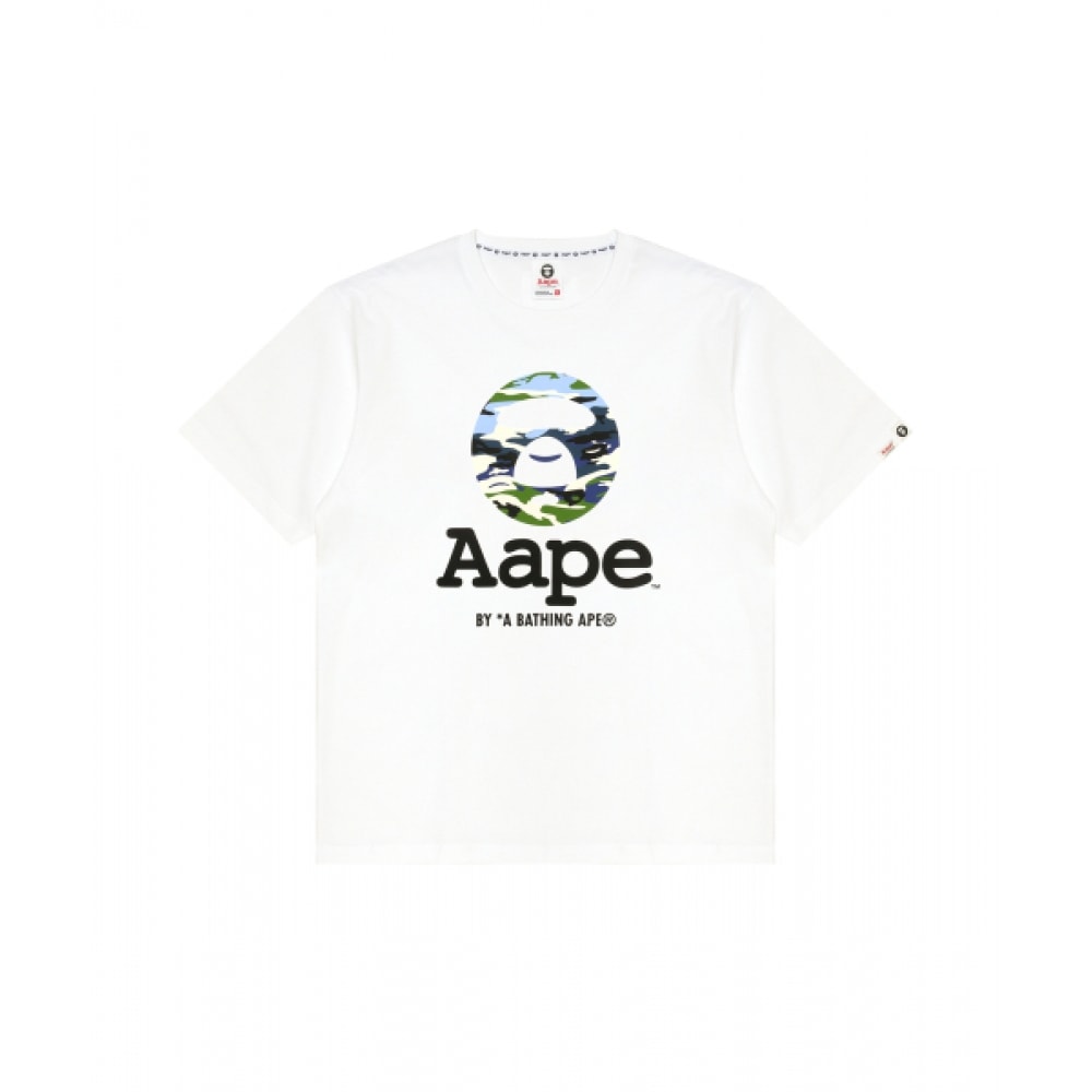 AAPE ムーンフェイスマルチカモロゴショートスリーブ T シャツ-ホワイト/AAPTEM1834XXQWHX