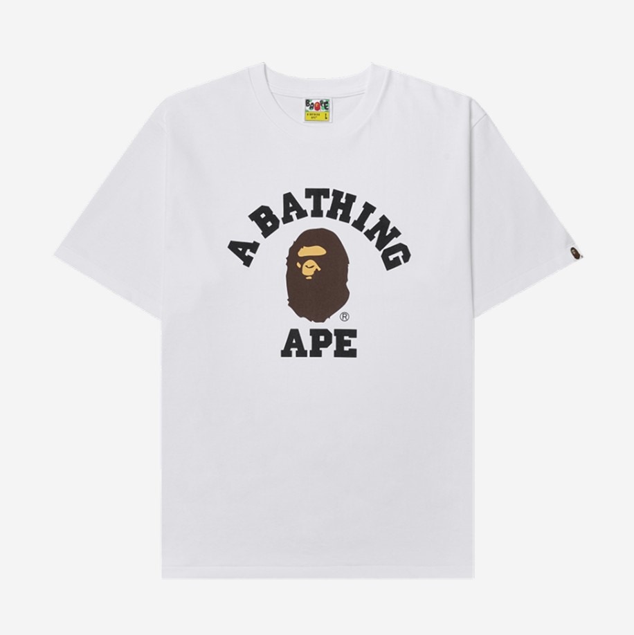 【BAPE】 BAPE COLLEGE T-SHIRT : WHITE