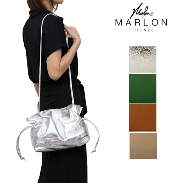 MARLON FIRENZE マーロンフィレンツェ ショルダーバッグ ドローストリングバッグ レディース イタリア製 本革 バッグ 小物 革 14,053円
