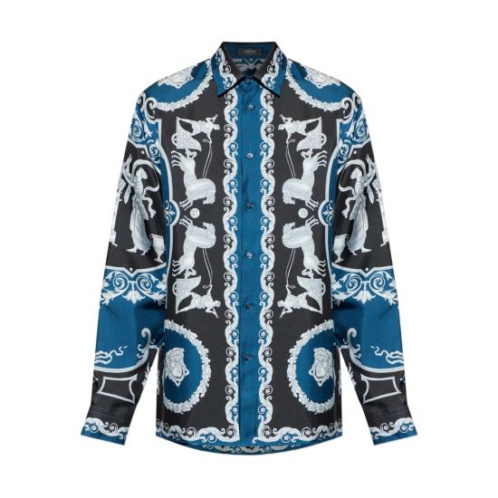 VERSACE Men Shirts 1A16096 1019438 5BE50 BLUE BLACK