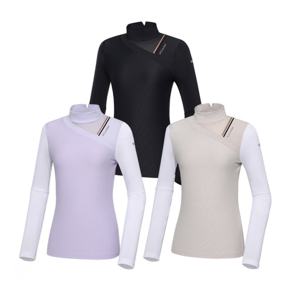 [ワイドアングル] レディース WL W.ICE テクスチャードメッシュハイネック T シャツ L_WWM22215