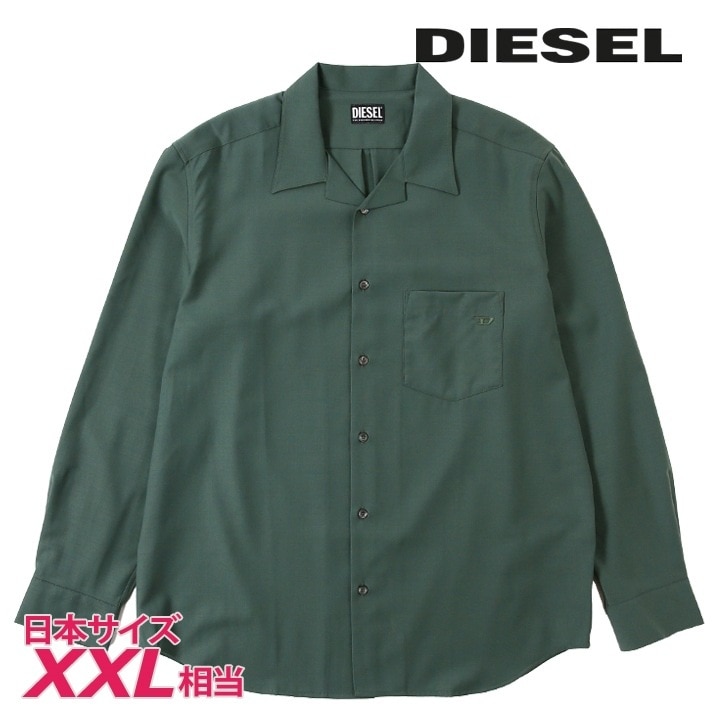 長袖シャツ メンズ S-WOOLY ワンポイント刺繍ロゴ オープンカラー die-m-t-f4-35t