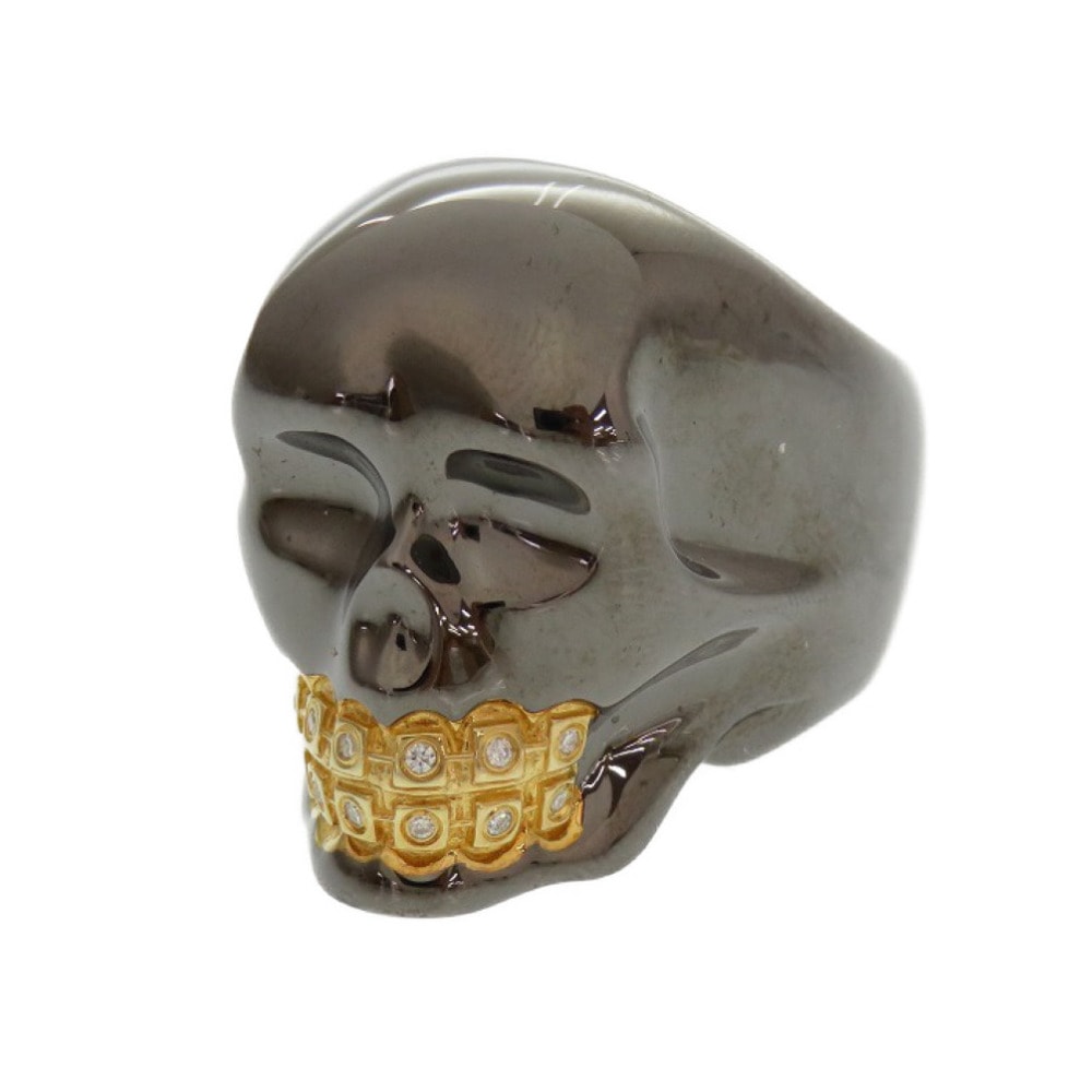 美品 ジャスティンデイビス スカル FUNPLEX SKULL リング指輪 シルバー925/ダイヤモンド 19号 ブラック 0278【中古】Justin Davis メンズ