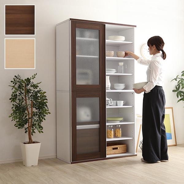 食器棚 スライド扉 引き戸 幅100cm 高さ180cm 奥行き45cm 大容量 ガラス 収納 棚 北欧 おしゃれ キッチン収納 レンジラック 可動棚 コンセント 引き出し