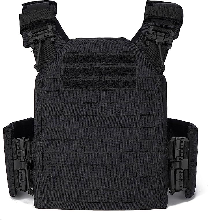 タクティカルベスト 軽量 プレートキャリア サバイバルベスト MOLLE モール サイズ調整可 1000Dナイロン素材 レーザー切断(ブラック)