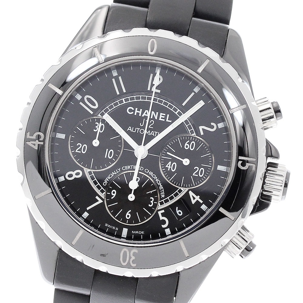 シャネル CHANEL H0939 J12 黒セラミック クロノグラフ 自動巻き メンズ 保証書付き_932619【中古】