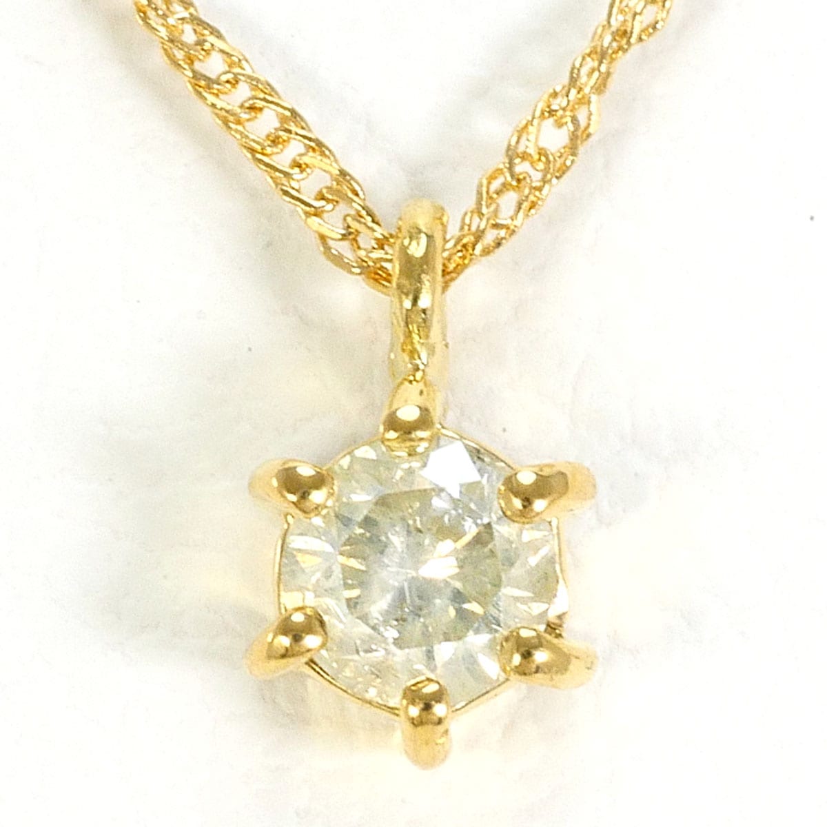 K18 18金 YG イエローゴールド ネックレス ダイヤモンド 0.1ct 総重量約1.1g 約42cm 中古