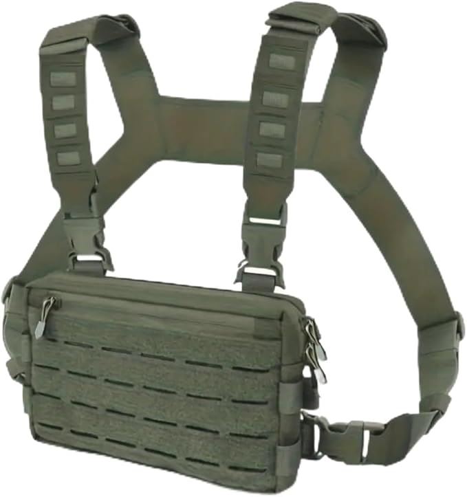 チェストバッグ iPad mini 対応 防水 ランニング 登山 キャンプ アウトドア 調査 作業用(グリーン, Free Size)