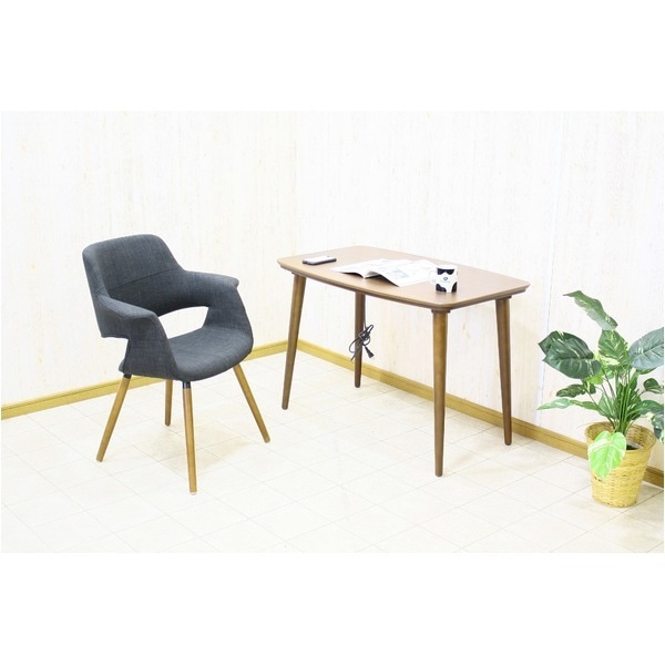 単品 オーガニックチェア(リビングチェア/カフェチェア) ファブリック地/木製フレーム 肘付き 北欧風 ブラック(黒)