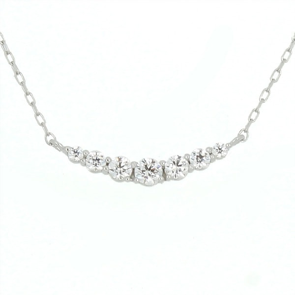 リボン済＆紙袋 4c 正規品 ネックレス レディース カーブモチーフ ペンダント 4度 プレゼント キュービックジルコニア K10ホワイトゴールド 祝い 喜ばれるギフト