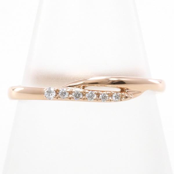 K10 10金 PG ピンクゴールド リング 指輪 10号 ダイヤ 0.03 ジュエリー 中古