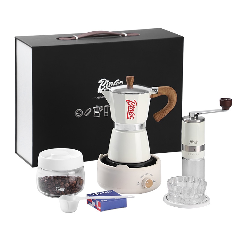 モカポット手提げケースコーヒーポットセットコーヒー沸かしエスプレッソハンドドリップ家庭用誕生日プレゼント8点セット