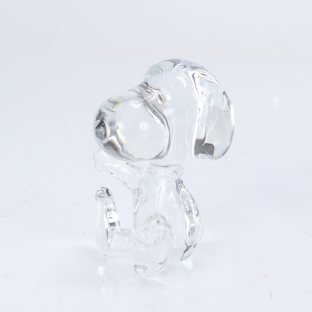 極美品 ウェルカム スヌーピー クリスタル フィギュア 置物 インテリア クリア 透明 オブジェ レディース RRE CE28-4 中古