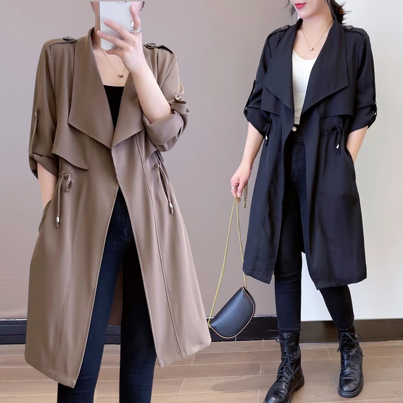 トレンチコートレディーススプリングコートロングコート秋服アウター秋春コート