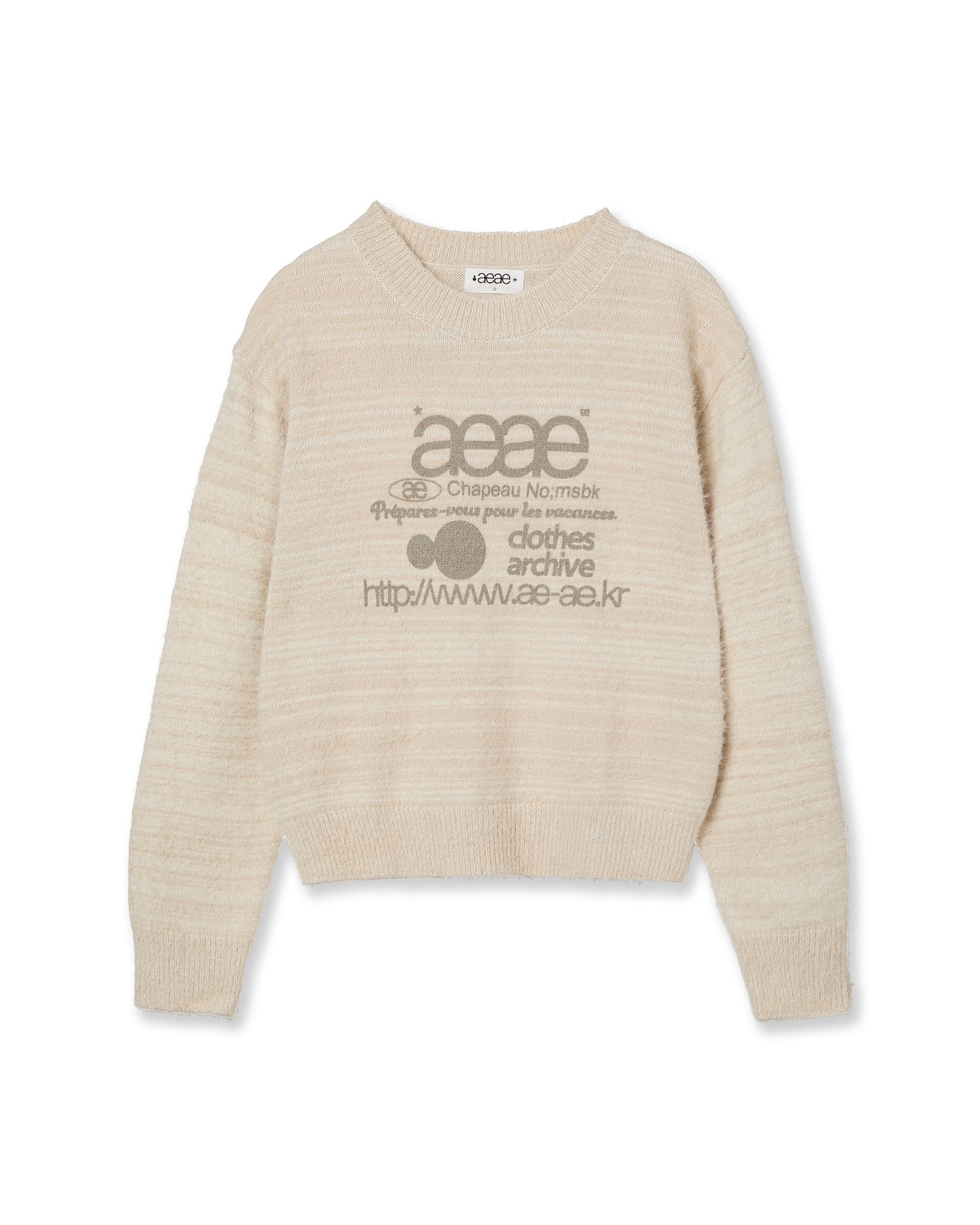 【aeae】 WEB LOGO HAIRY KNIT : IVORY