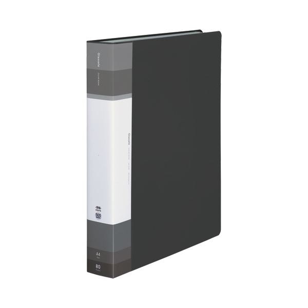 (まとめ)コクヨ クリヤーブック(Glassele) 固定式・背ポケット A4タテ 80ポケット ブラック ラ-GLB80D 1セット(4冊)(×3セット)