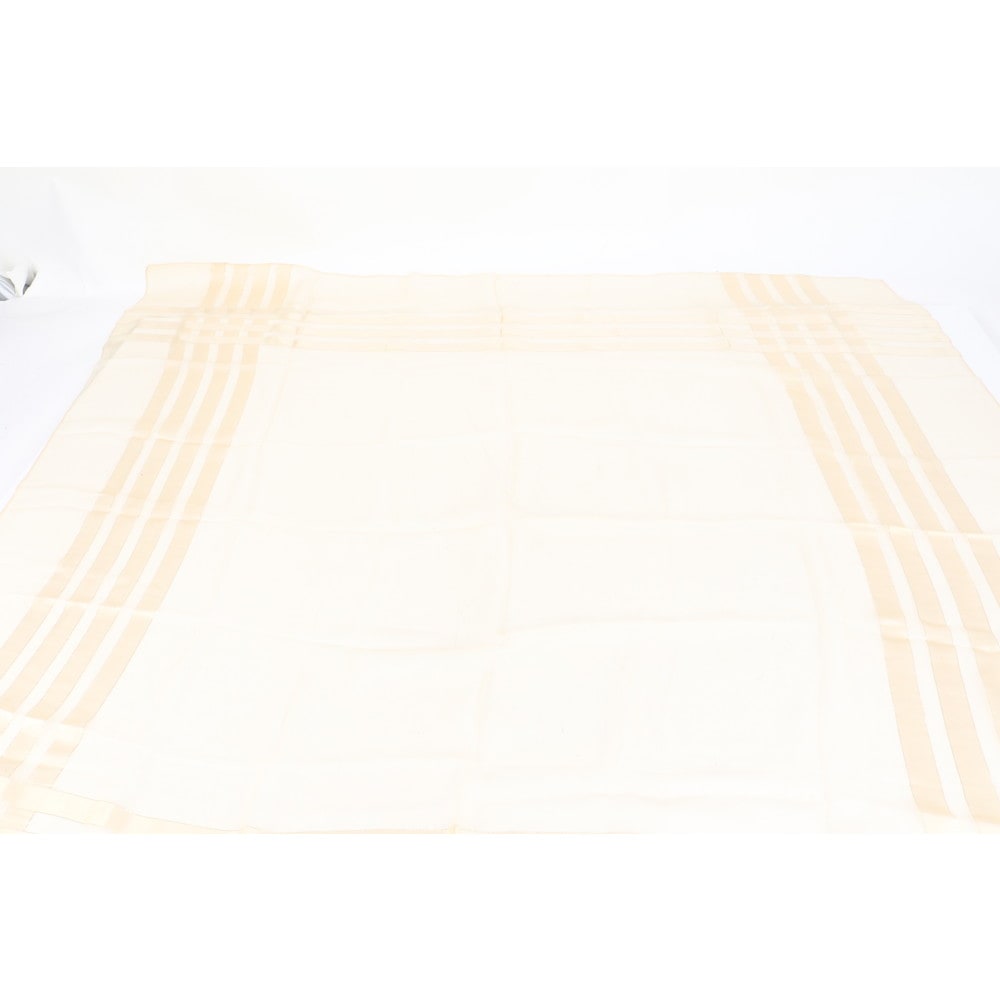 美品 タグ付 YSL シルク 100％ ベージュ ラメ 大判 ストール ショール スカーフ レディース REE CQ4-9 中古