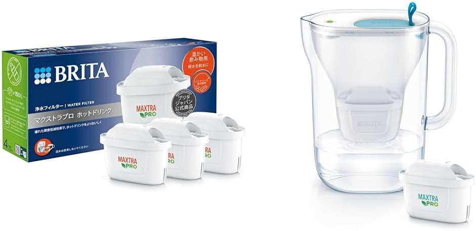 【セット買い】ブリタ 浄水器 交換用 マクストラ プロ カートリッジ ホットドリンク 3個入り 【日本正規品】 + ブリタ ポット型 浄水器 スタイル ブルー ろ過水容量:1.26L(全容量:2.4L