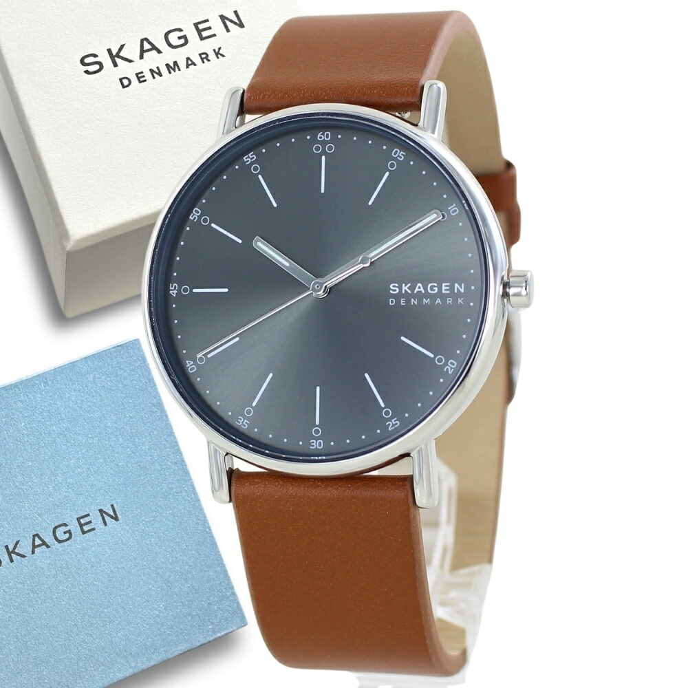 スカーゲン 時計 メンズ 北欧 腕時計 手表 Signatur シグネチャー 40ミリ グレー ブラウン レザー 革 SKW6578 誕生日プレゼント ポイント消化 11,622円