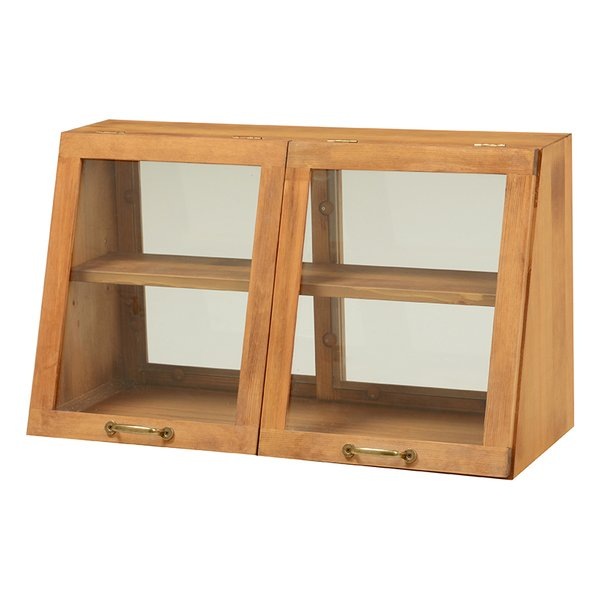 カウンター上ガラスケース ナチュラル・幅60×奥行25×高さ35cm 2段タイプ MUD-6068NA