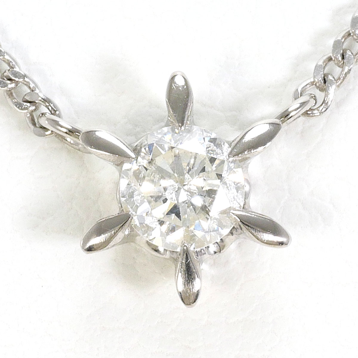 PT850 プラチナ ネックレス ダイヤモンド 0.35ct I1 鑑定書 総重量約3.7g 約41cm 中古