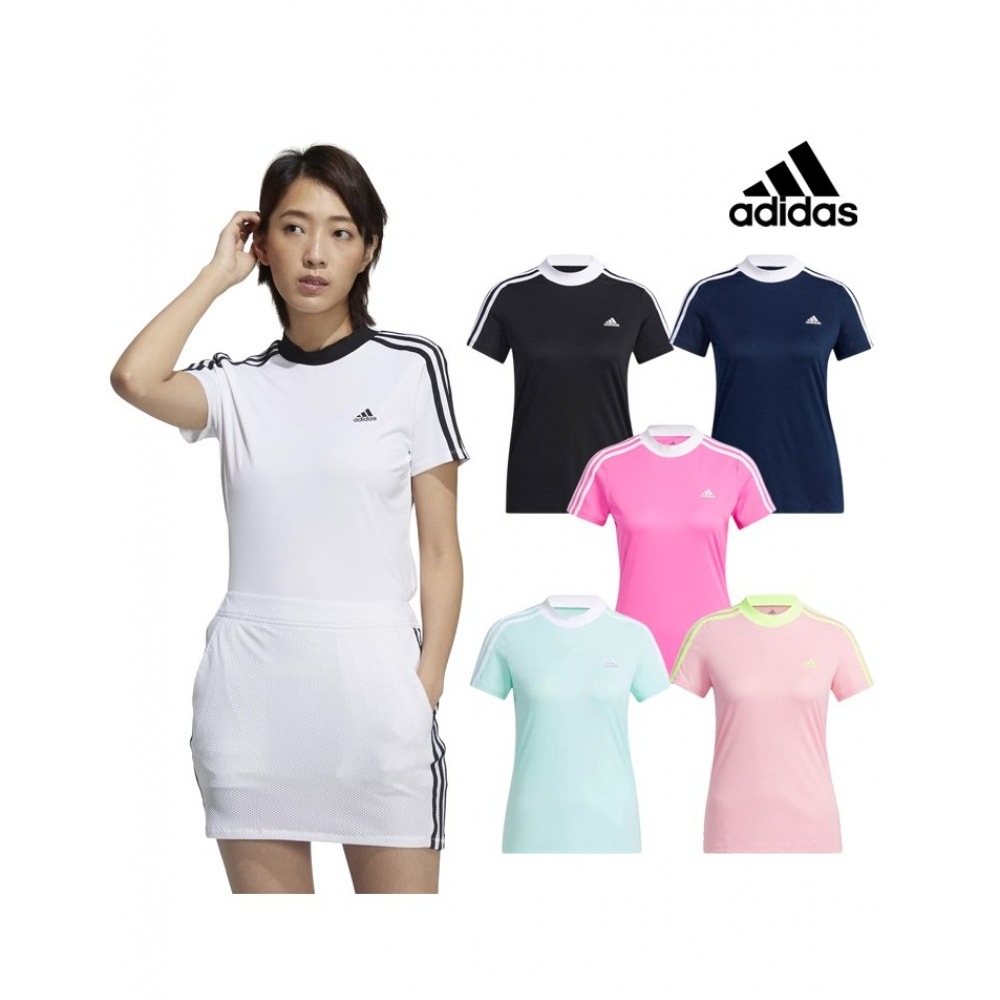 アディダスゴルフアディダスレディースカラーパッククルーショートスリーブ Tシャツ GM3640 GM3641 GM3679 GM3681 GM3683 GM3684 ゴルフウェアゴルフ T シャツ