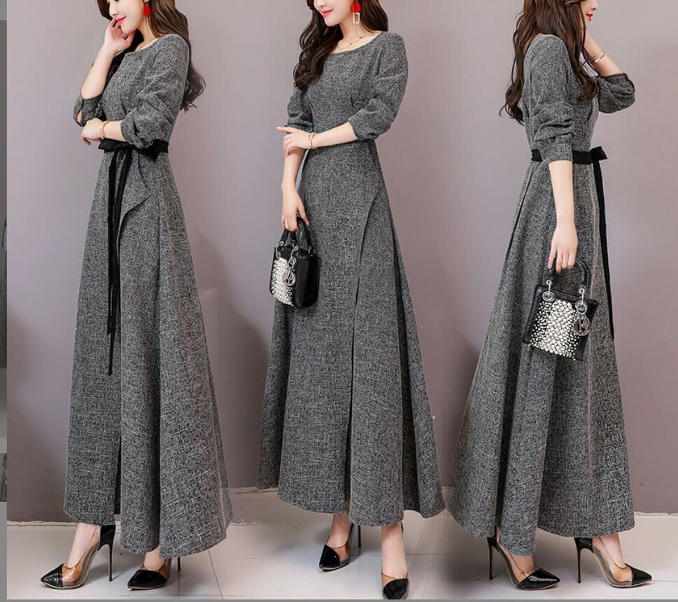 大好評 ワンピース 長袖 無地 レディースファッション bq1339