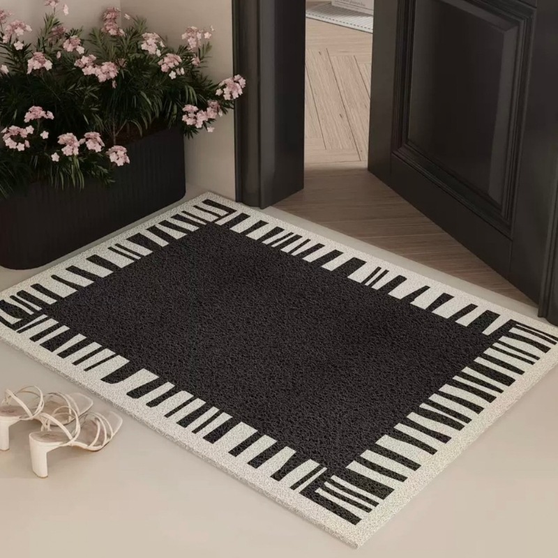 玄関マット 屋外 室内用 ドアマット パターン柄 ラグ 絨毯 滑り止め 洗える お手入れ簡単 おしゃれ モダン 泥落とし フリーカット ベージュ