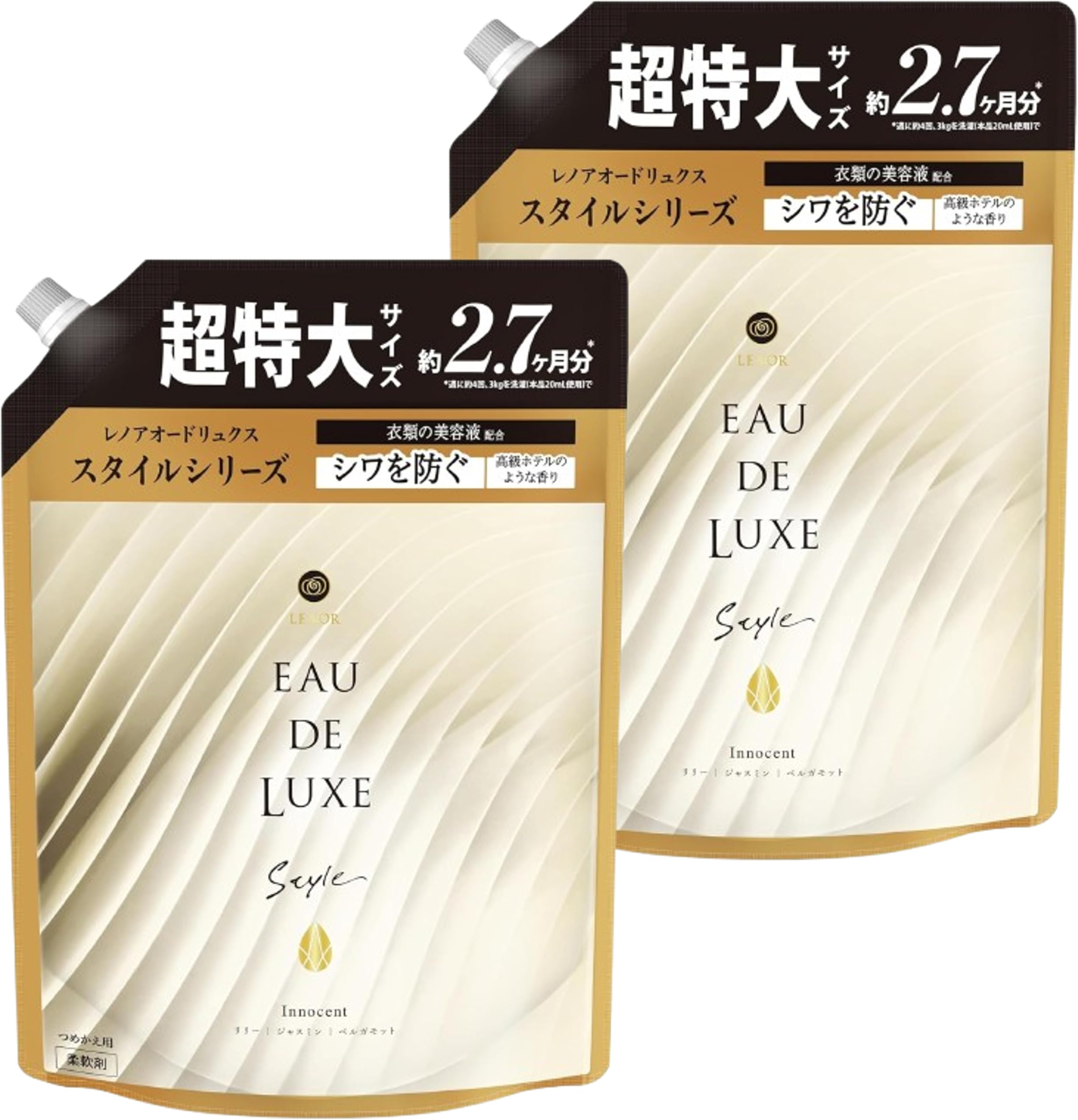【まとめ買い 超特大サイズ】レノ ア オードリュクス スタイル イノセント 詰め替え 約2.7倍 (1010mL) ×2袋セット