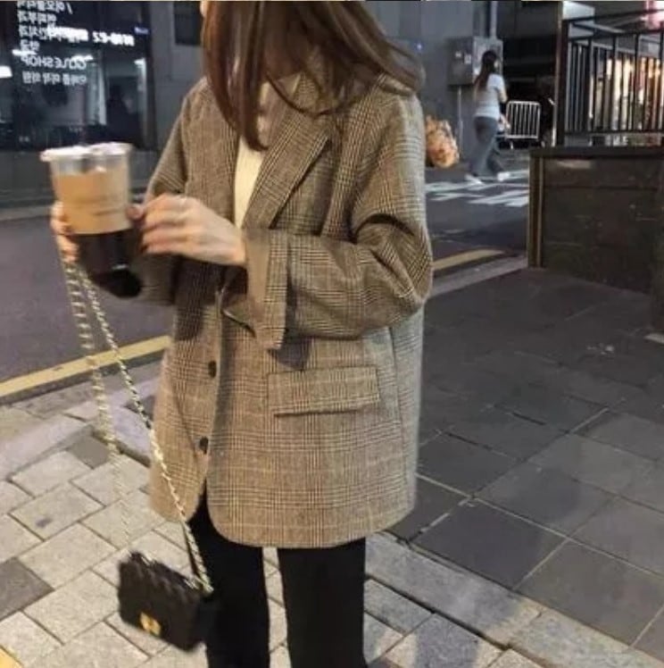 ブレザー スーツ レディース 秋 長袖 テーラードジャケット オシャレ チェック柄 ブレザースーツ オフィス アウター カジュアル 韓国風 通勤