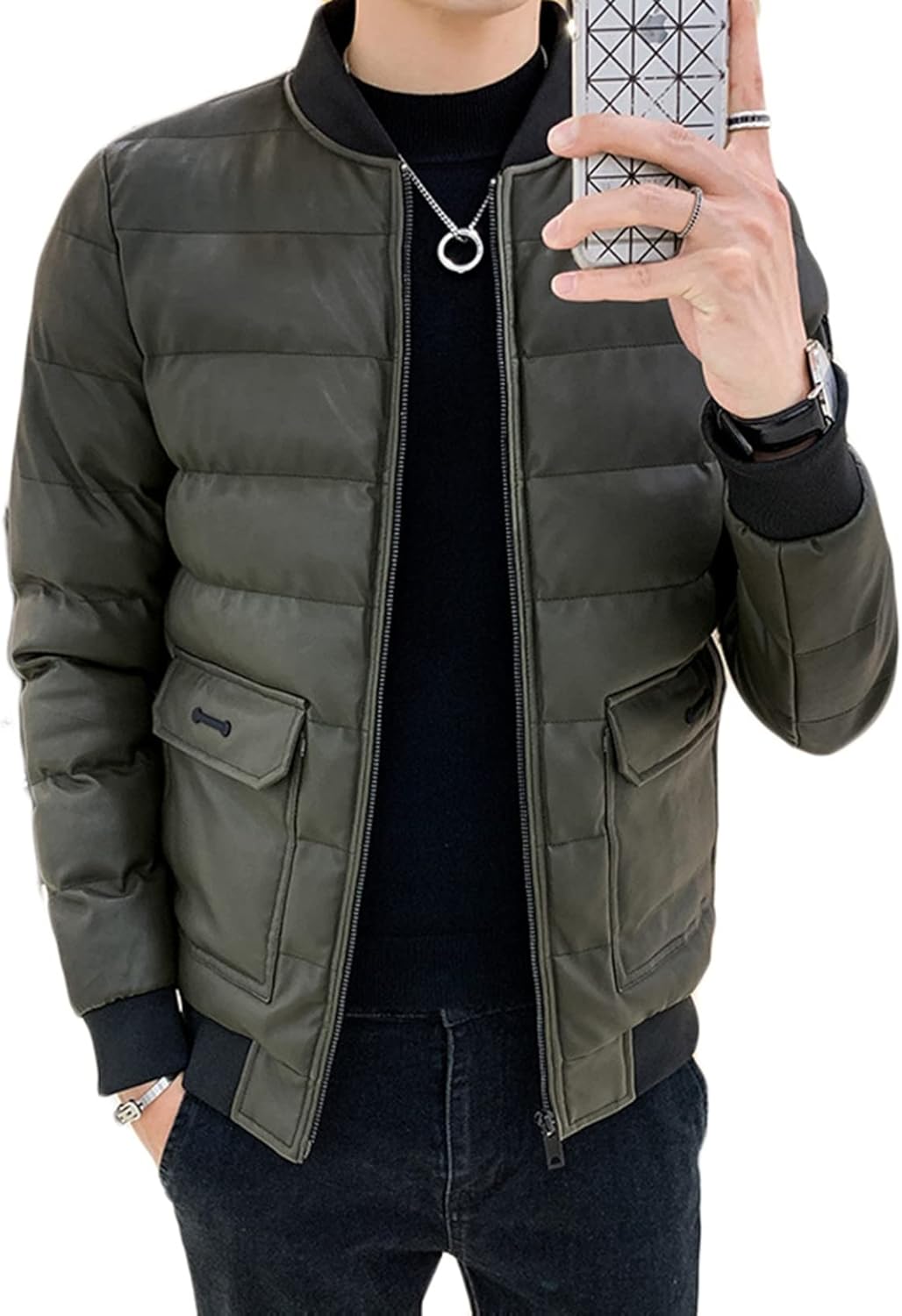 綿服 冬服 メンズ 中綿ジャケット PU革 フェイクレザージャケット 厚手 革ジャン 綿入り ダウンコットン 立襟 ショート丈 防寒対策 暖か 中綿ブルゾン アウター かっこいい 普段着 アウトドア