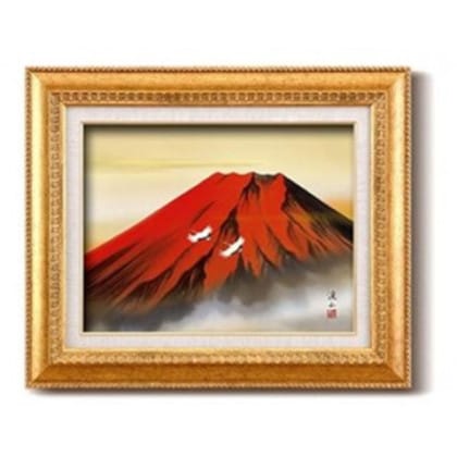 伊藤渓山 日本画額F6金 13333・赤富士