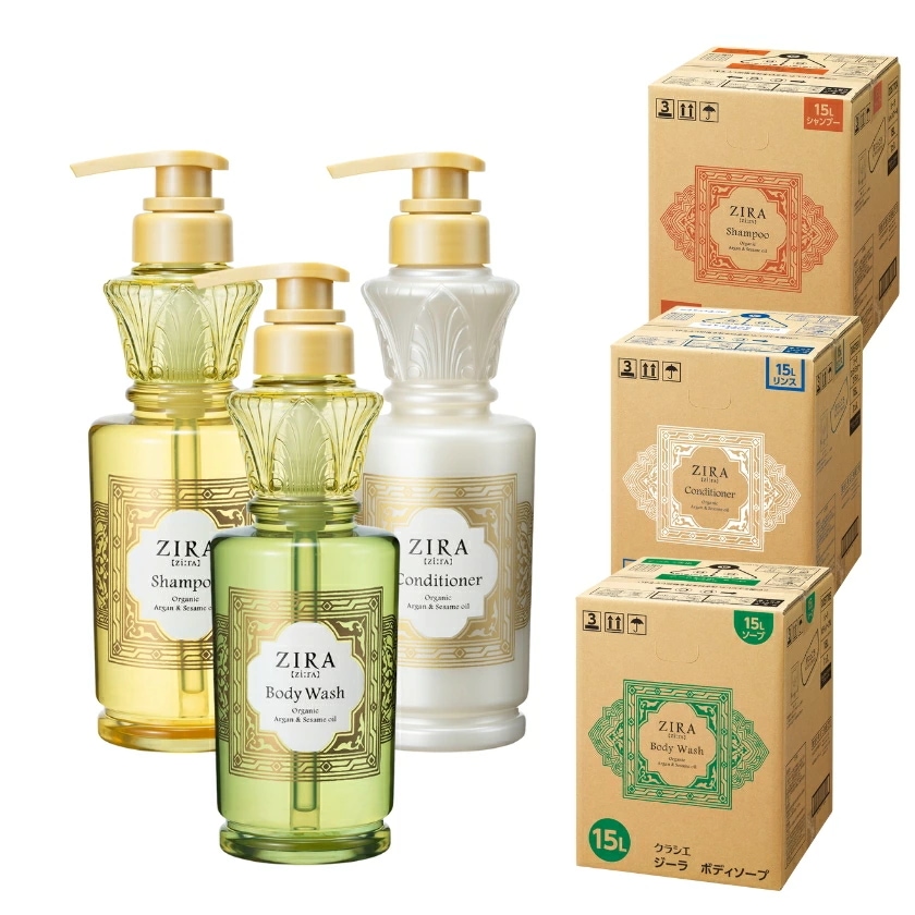 ZIRA ジーラ シャンプー＆コンディショナー＆ボディソープ 15L業務用詰替え ３ケースセット