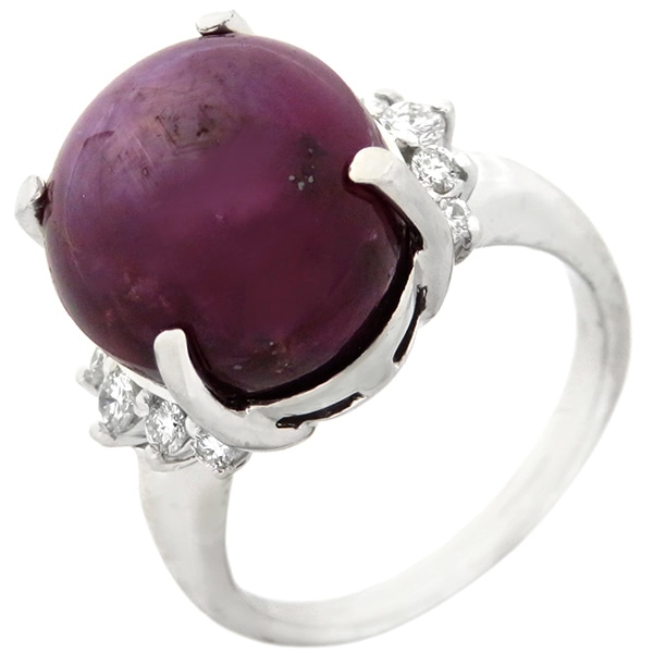 リング 指輪 スターサファイア ダイヤリング Pt900 サファイア ダイヤモンド プラチナシルバー パープル 紫 11号【中古】