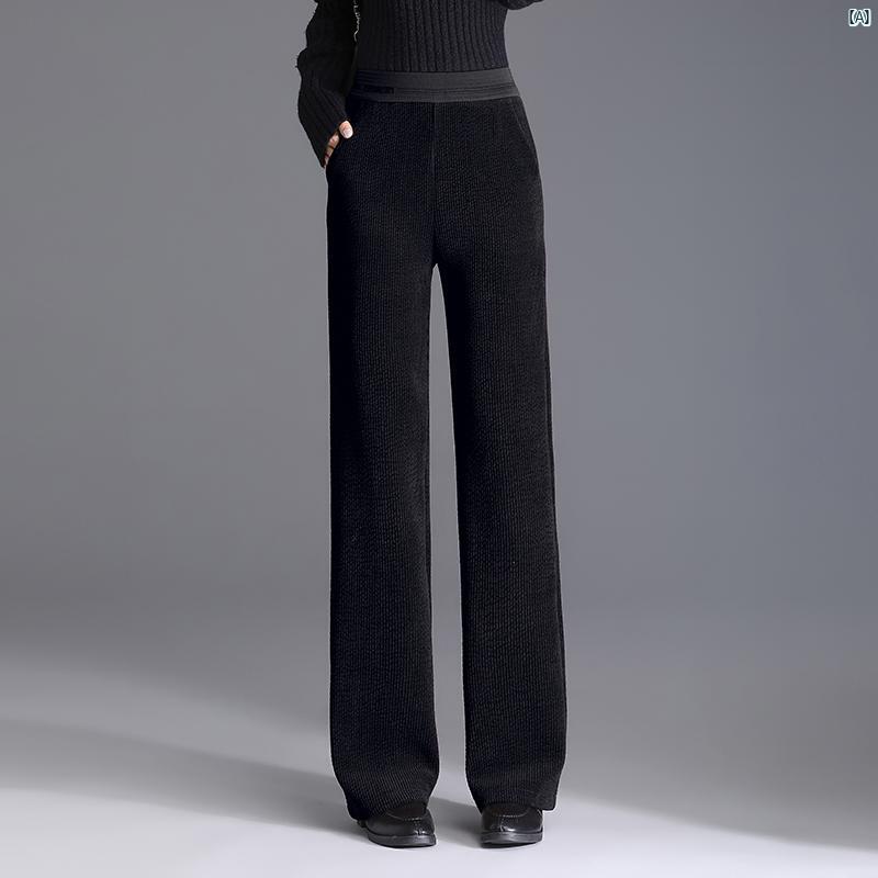 レディース　ファッション　オシャレ　シンプル 秋冬 コーデュロイ マイクロ フレア パンツ ハイウエスト スリム ドレープ カジュアル ストレート