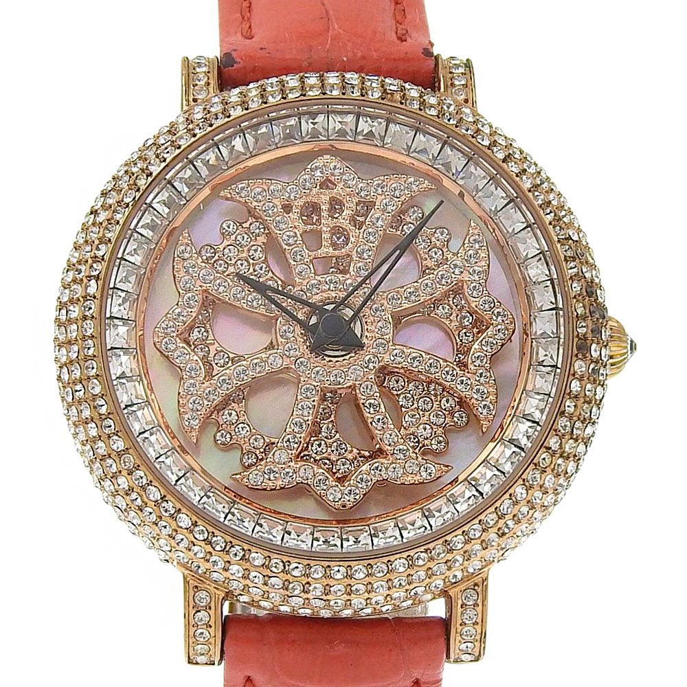 BRILLAMICO ブリラミコ リリー　40mm 腕時計 金メッキ ラインストーン クオーツ アナログ表示 メンズ ピンクゴールド文字盤 中古品