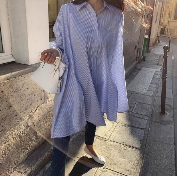 二の腕カバー 長袖 ポッコリお腹カバー お尻カバー 裾長め 長丈トップス ロング丈 秋 チュニック ブラウス シャツ レディース