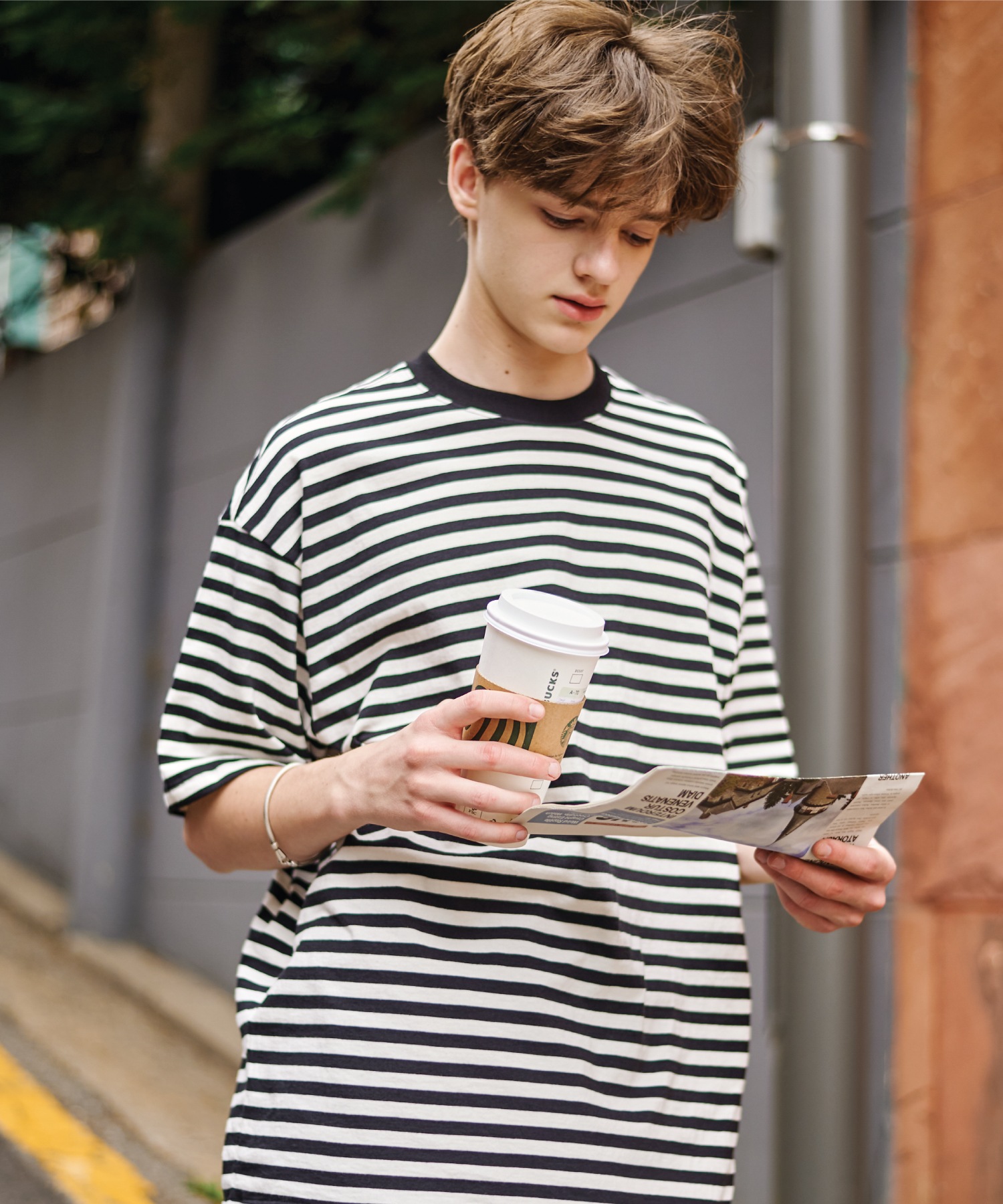 CPGN STUDIO (20カウント) ヘビーオーバーフィットボーダーショートスリーブTシャツブラック