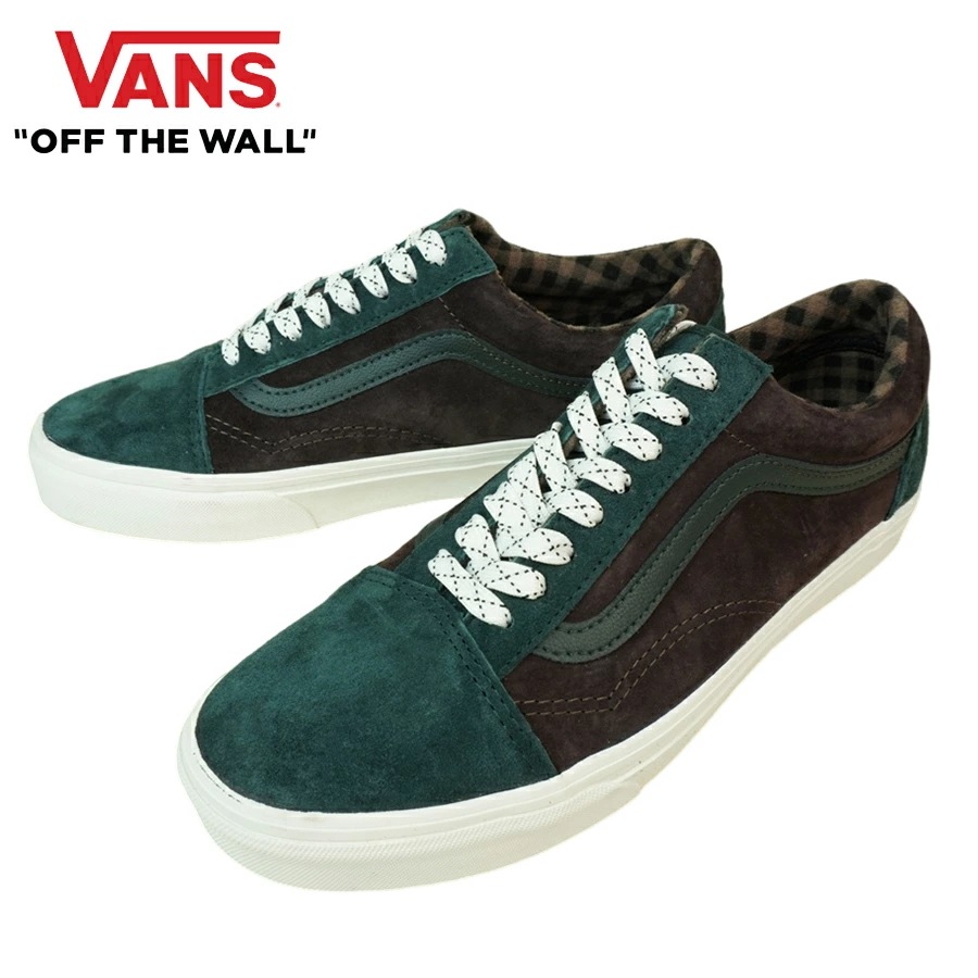VANS スニーカーVANS ヴァンズ バンズ【箱なし】OLD SKOOL オールドスクールPIG SUEDE PLAID SCARAB ピッグスエード プレイ