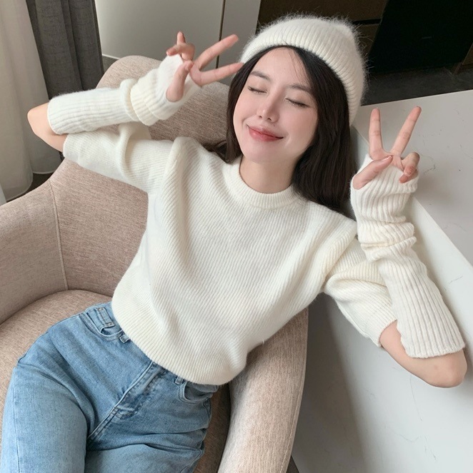 トップス ニットソー セーター 袖あり 長袖 ハイネック ニット 薄手 かわいい おしゃれ お洒落 かっこいい 大人可愛い 大人女子 こなれ感 ラブリー キュート ガーリー 個性的 クール 無地 秋