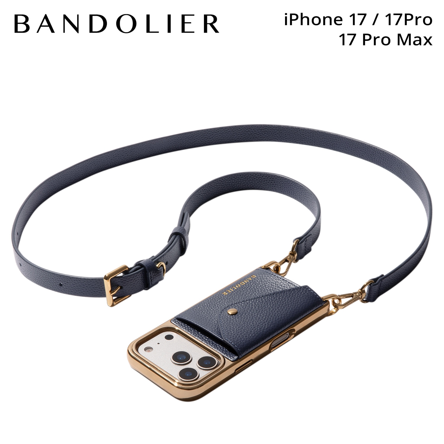スマホショルダー iPhone17 17Pro 17Pro Max スマホケース アイフォン ヘイリー クローム メンズ レディース ネイビー 86HAI